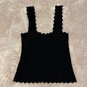 Francesca’s black scalloped sleeveless top